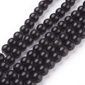 Looduslikud obsidiaani helmed 6 mm. 1 niit