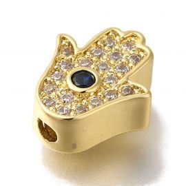 Žalvarinis intarpas "Ranka" su Cirkonio akutėmis 11x9 mm., 1 vnt.