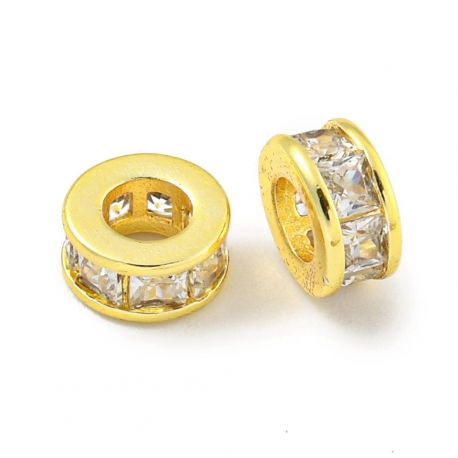 Žalvarinis intarpas su Cirkonio akutėmis, 6 mm., 1 vnt.