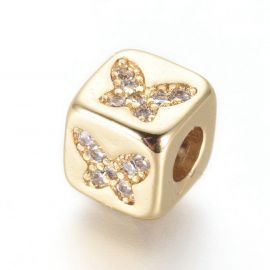 Žalvarinis intarpas "Drugelis"su Cirkonio akutėmis 6 mm. 1 vnt