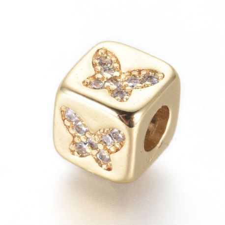 Žalvarinis intarpas "Drugelis"su Cirkonio akutėmis 6 mm. 1 vnt