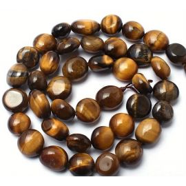 Natūralūs Tigro Akies karoliukai, 10x8 mm., 1 gija
