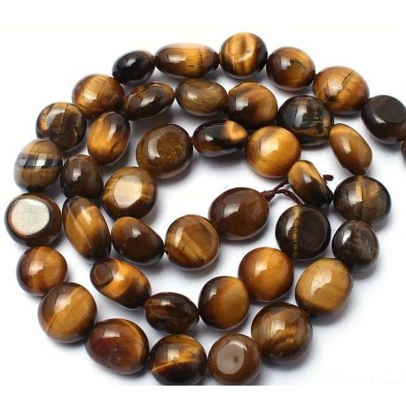Natūralūs Tigro Akies karoliukai, 10x8 mm., 1 gija