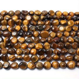 Natūralūs Tigro Akies karoliukai, 10x8 mm., 1 gija