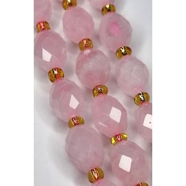 Madagaskaro Rožinio Kvarco karoliukai, 8x7 mm., 19 cm.,1 gija,