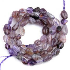 Natūralūs Ametisto karoliukai, 13x8 mm., 1 gija