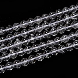 Natūralūs Kalnų Krištolo karoliukai, 8 mm, 1 gija