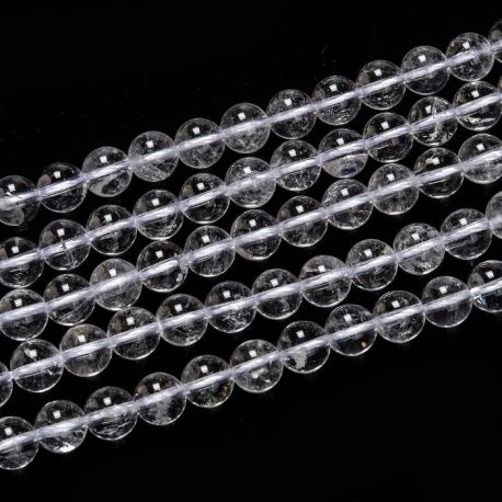 Natūralūs Kalnų Krištolo karoliukai, 8 mm, 1 gija