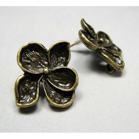 Kabliukai auskarams "Gėlytė" 1 pora 19x16 mm MD0379