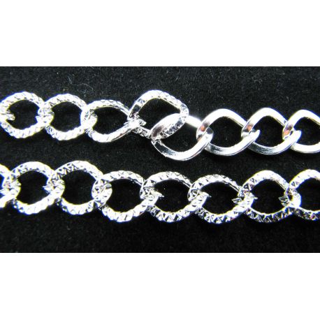 Chain with texture, silver, 9x7 mm, length 10 cm