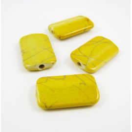 Acrylperlen gelb mit grauen Streifen 18x10 mm