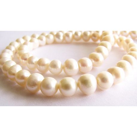 Saldūdens pērles baltas kultivē neregulāras apaļas formas 5-6mm