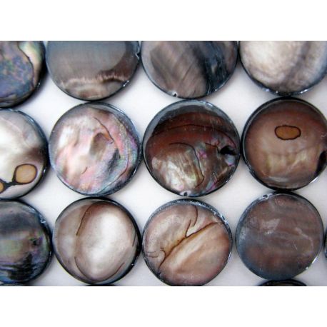 Pērļu masas krelles melnas pelēkas spīdīgas apaļas formas 19mm