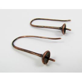 Brass hooks for earrings, 1 pair 27x11 mm