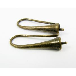 Brass hooks for earrings, 20x17 mm, 2 pairs