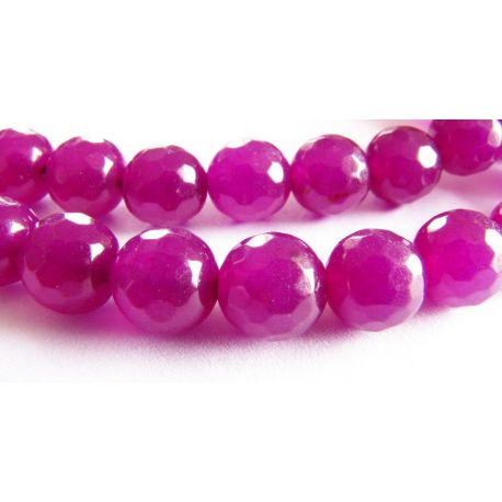 Jade beads purple ribbed round shape 8mm