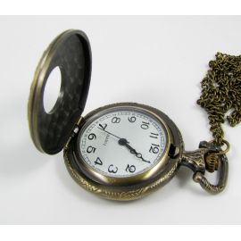 Kišeninis laikrodis, bronzinės spalvos su grandinėle 49x37 mm