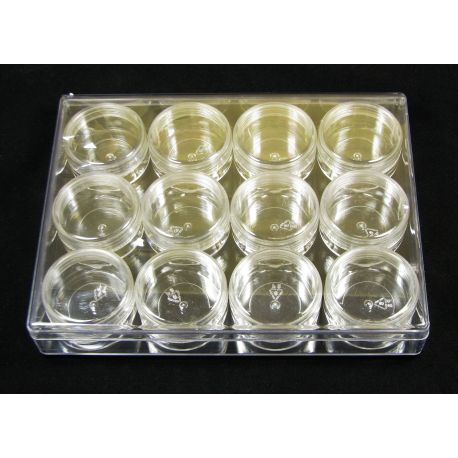 Plastic box with 12 containers for beads IR0046