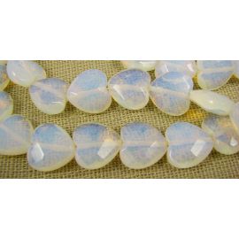 Opalito Perlen weiß, gerippt, herzförmig, 15 mm