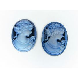 Dioy "Porträt der Damen" blau oval 25x18 mm