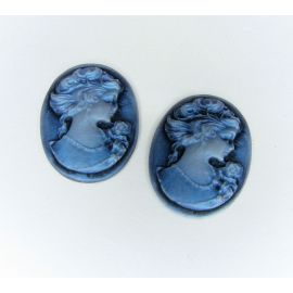 Dioy "Porträt der Damen" blau oval 23x17 mm, 1 Stck