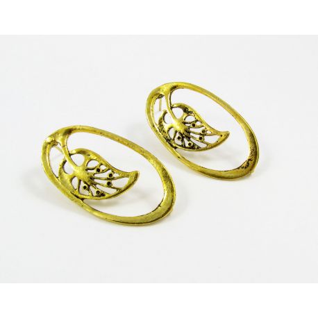 Earrings "Sheet", 34x19 mm, 3 pairs MD0702