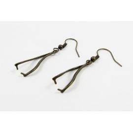 Brass hooks for earrings, 24x9 mm, 3 pairs