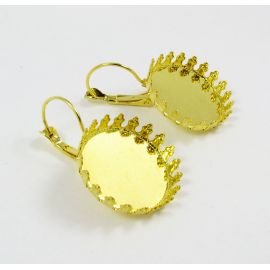 Brass hooks for earrings, gold, size 33x22 mm