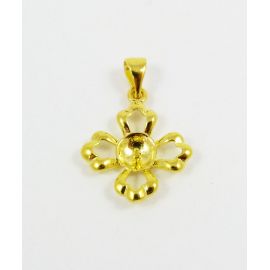 Brass pendant for semi-drilled bead 21x18 mm, 4 units.