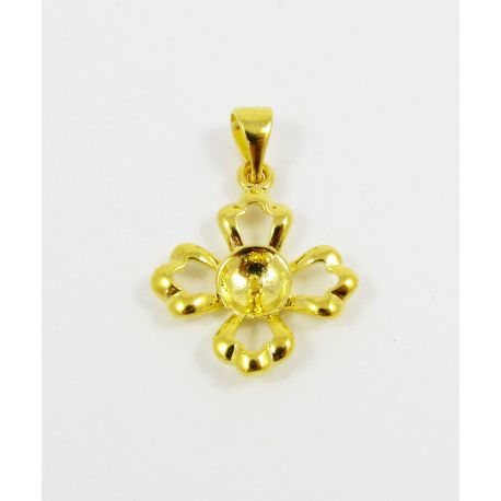 Brass pendant for semi-drilled bead 21x18 mm, 4 units. MD0685