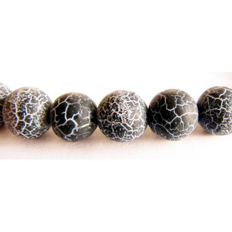 Agate beads black - gray round shape 8mm
