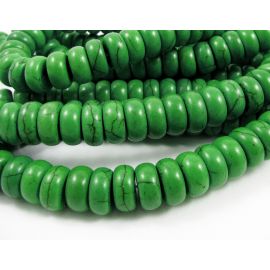 Synthetische türkisfarbene Perlen, hellgrün, rondikale Form, 10x5 mm