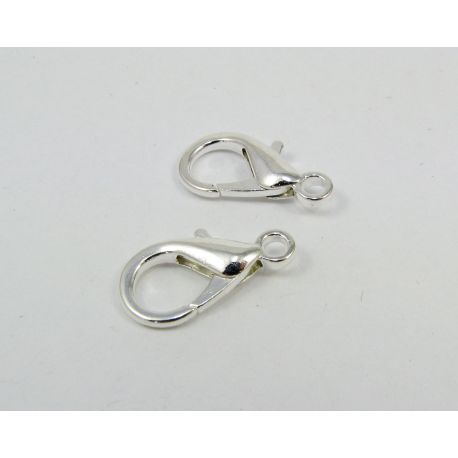 Karabiinisulgur, hõbedast värvi, suurus 21x12 mm