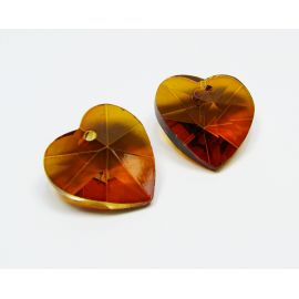 Swarovski-Kristall, braun-orange, herzförmig, Größe ~ 18x18 mm