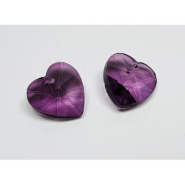 Swarovski Kristall, lila, Herzform, Größe ~ 18x18 mm