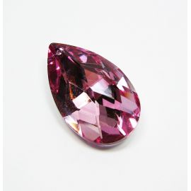 Swarovski-Kristall, rosa mit silbernem Rücken, Tropfenform, Größe ~ 38x22 mm