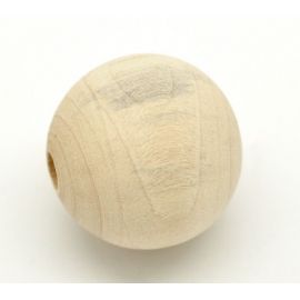Wooden beads, natural wood colors, 30 mm, 4 pieces.
