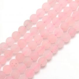 Rožinio kvarco karoliukų gija 8 mm