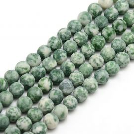 Green spot stone beads strand 8 mm