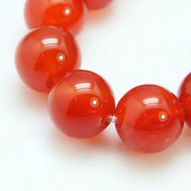 Carneol Perlenfaden, rot, runde Form 6 mm