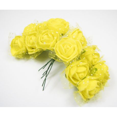 Dekoratyvinės gėlytės su tiuliu, 20 mm, 12 vnt. DEKO39