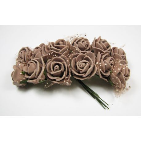 Dekoratyvinės gėlytės su tiuliu, 20 mm, 12 vnt. DEKO49
