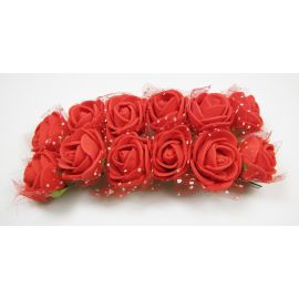 Dekoratyvinės gėlytės su tiuliu, 20 mm, 12 vnt. DEKO53