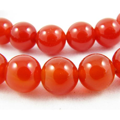 Ahāta pērles oranža - sarkana apaļa forma 8 mm