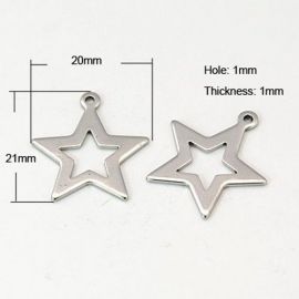 Nerūdijančio plieno pakabukas "Žvaigždė" 21mm, 1 vnt. MD1356