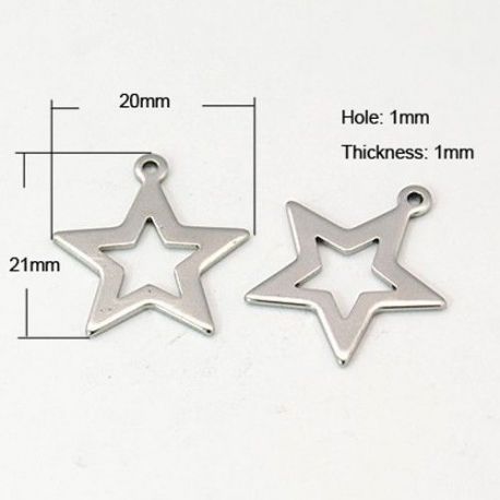 Edelstahl Anhänger "Star" 21mm, 1 Stck. MD1356