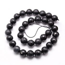 Black stone beads strand 12 mm AK1019