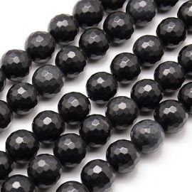 Black stone beads strand 12 mm