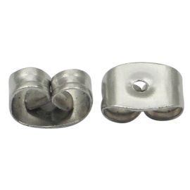 Earring lock, 6x4x3 mm, 5 pairs