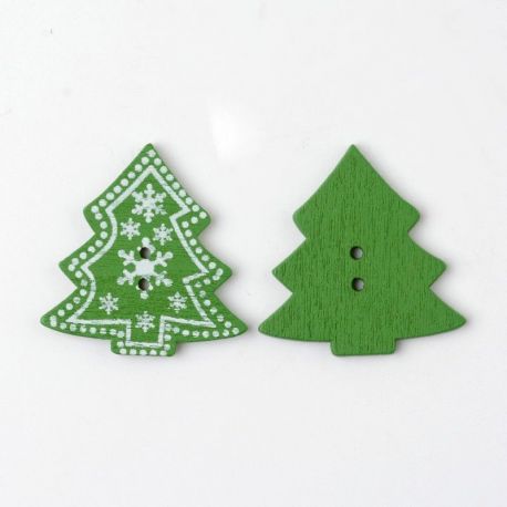 Wooden button "Christmas tree" 30 mm, 8 pcs. SAG0011